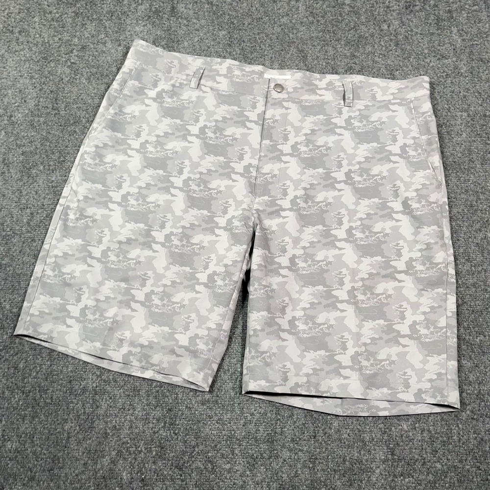 Peter Millar Gale Performance Shorts Mens 42 Camo‎ Stretch Golf Grey Crown AOP